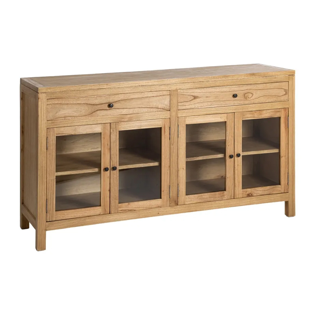 Aparador de Madera de Mindi Natural 4 Puertas 45 x 160 x 89 cm 