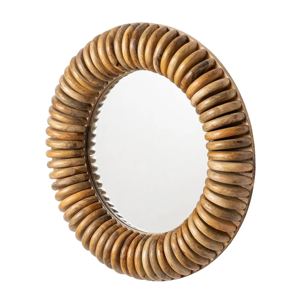 Espejo de Pared en Madera de Mango Natural 12 x 92 x 92 cm 