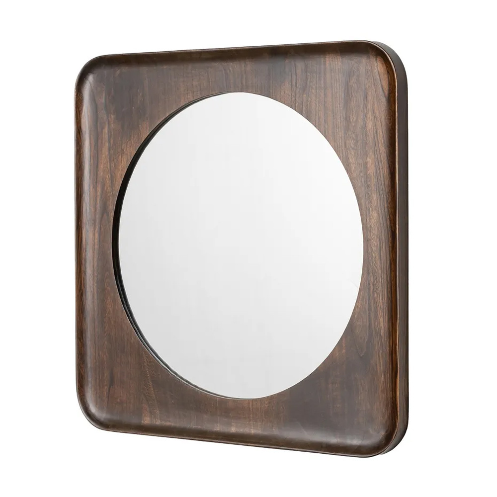 Espejo de Pared de Madera de Paulonia Nogal 4 x 80 x 80 cm 