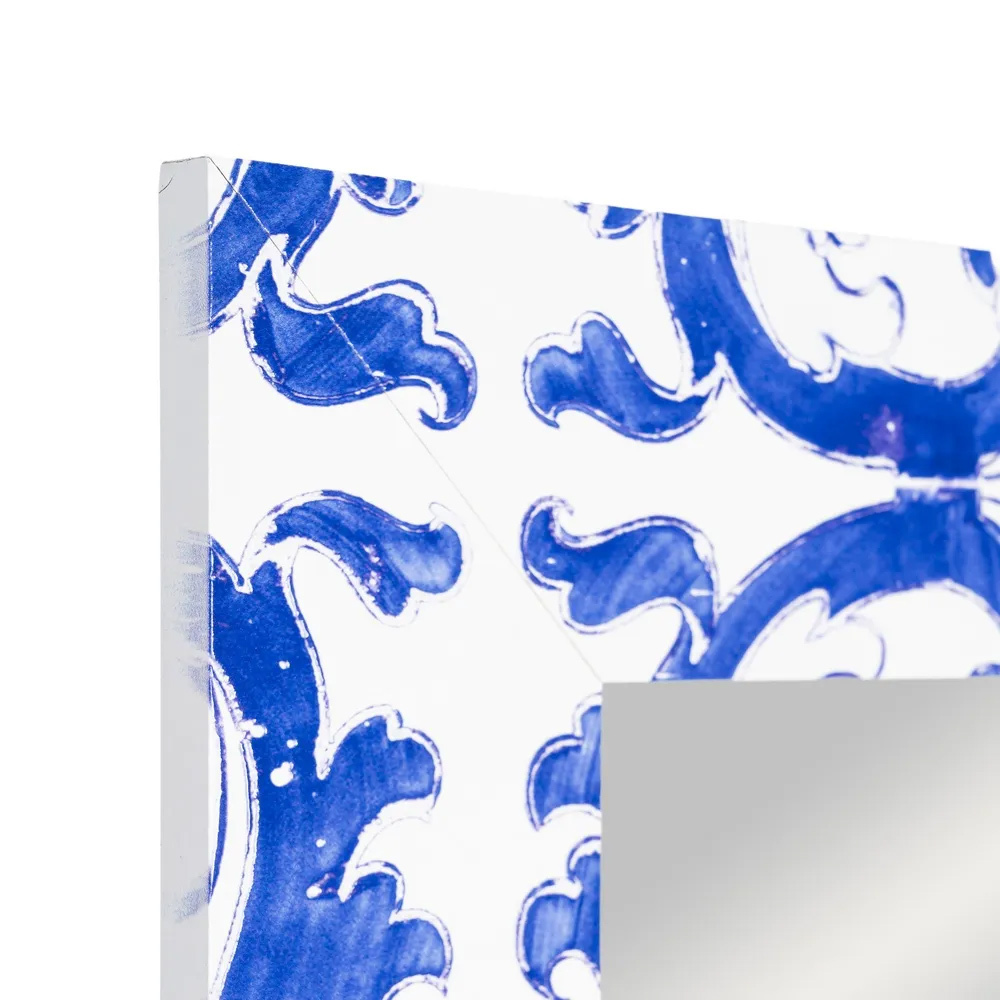 Espejo de DM Textura Blanco y Azul 2 x 53 x 155 cm 