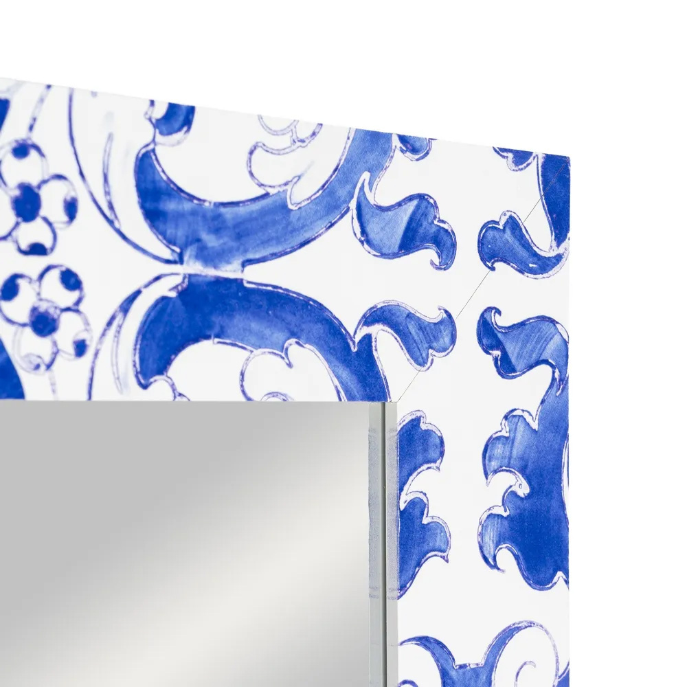 Espejo de DM Textura Blanco y Azul 2 x 53 x 155 cm 