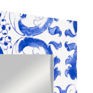 Espejo de DM Textura Blanco y Azul 2 x 53 x 155 cm 