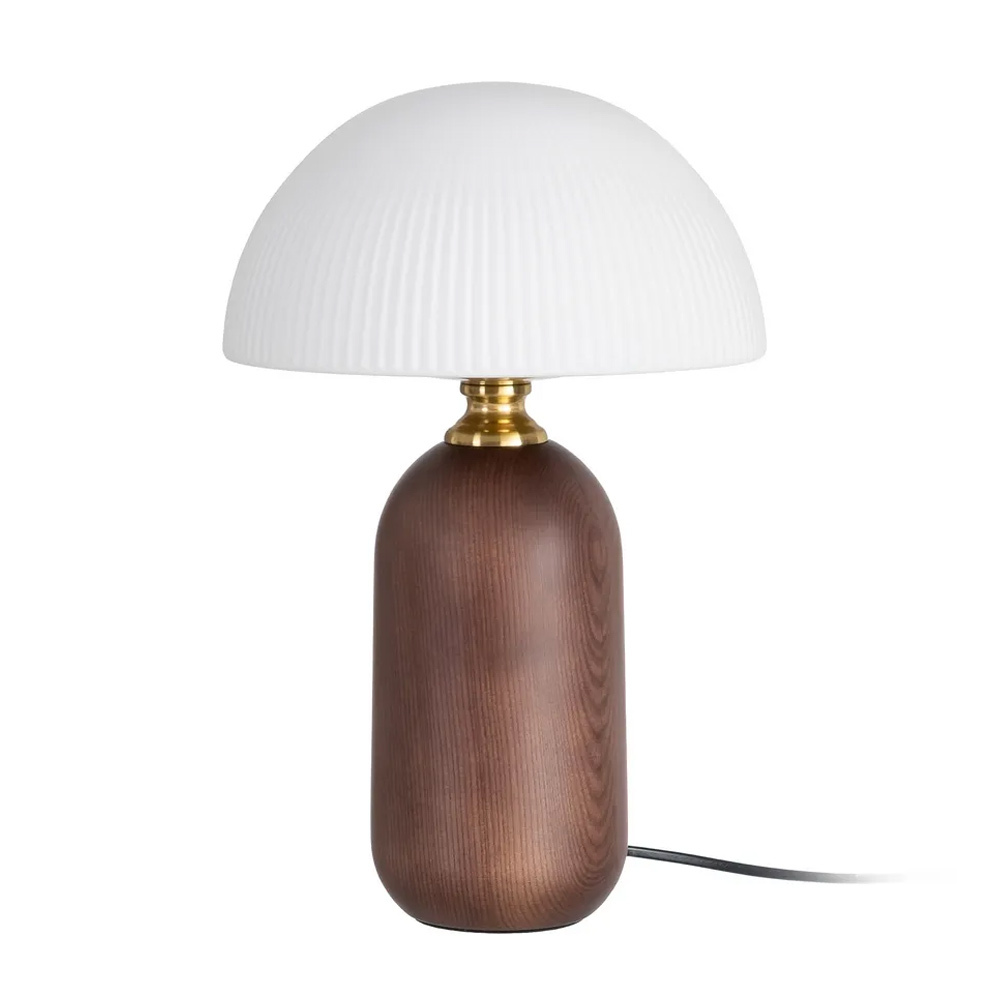Lámpara de Mesa Madera de Fresno y Tulipa de Cristal 25 x 25 x 38 cm 