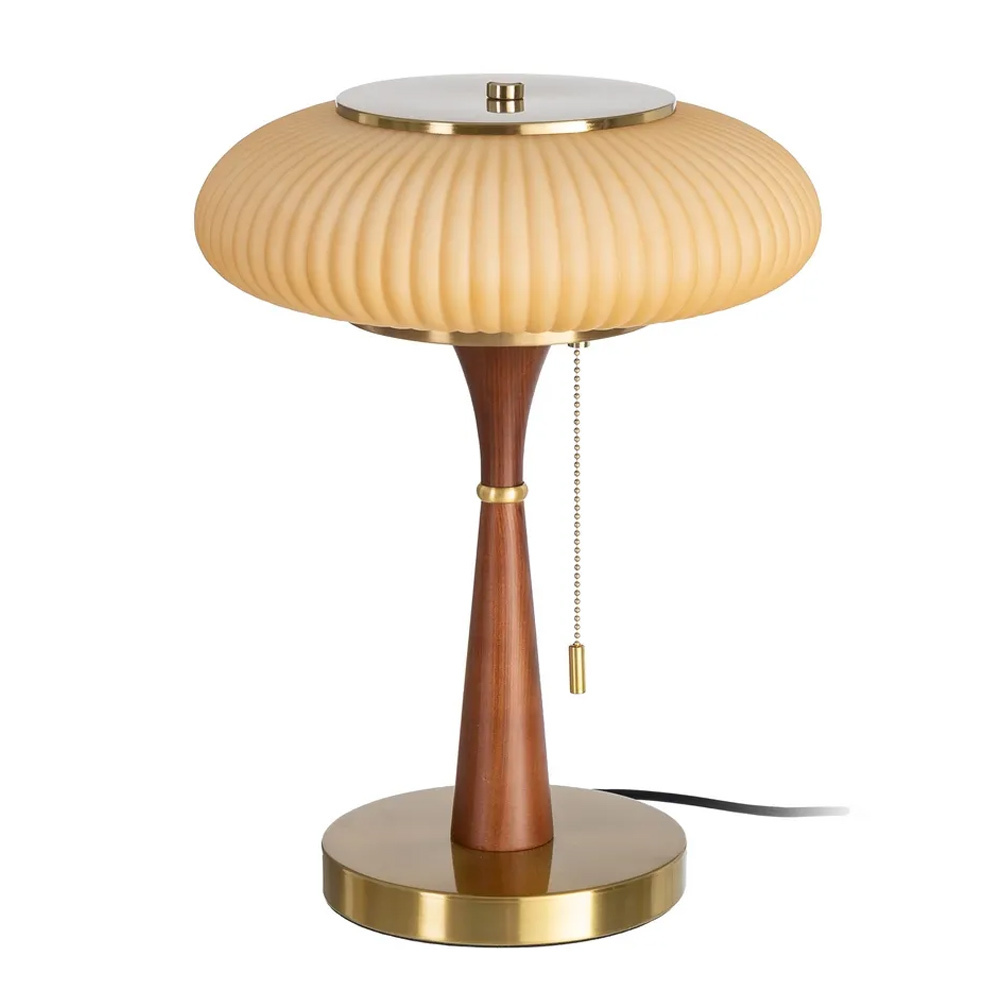 Lámpara de Mesa Madera y Tulipa de Cristal 30 x 30 x 40 cm 