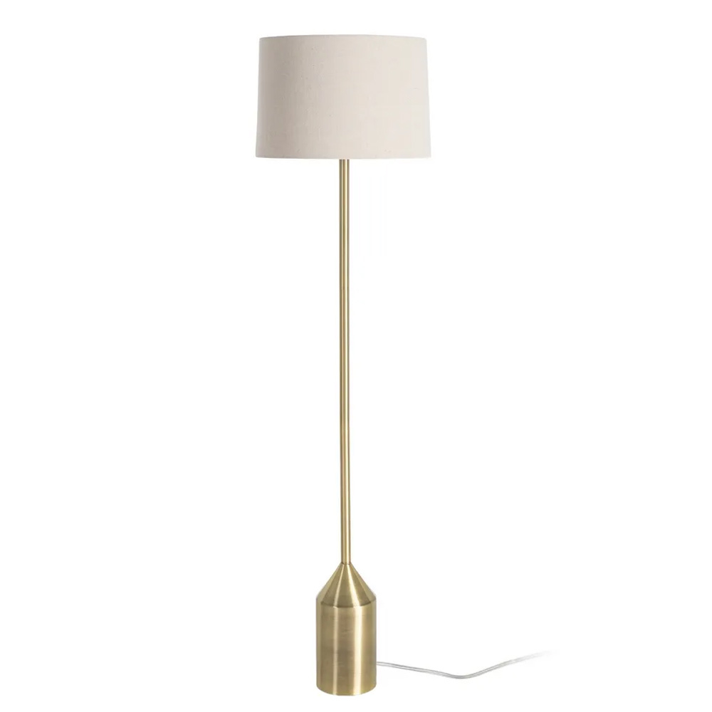 Lámpara de Suelo en Metal Dorado y Pantalla de Lino 41 x 41 x 156 cm 
