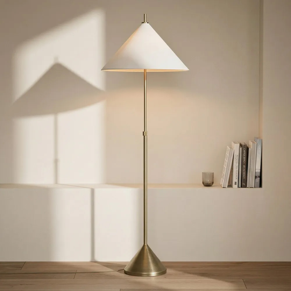 Lámpara de Suelo Metálica Dorada 54,5 x 54,5 x 171 cm 