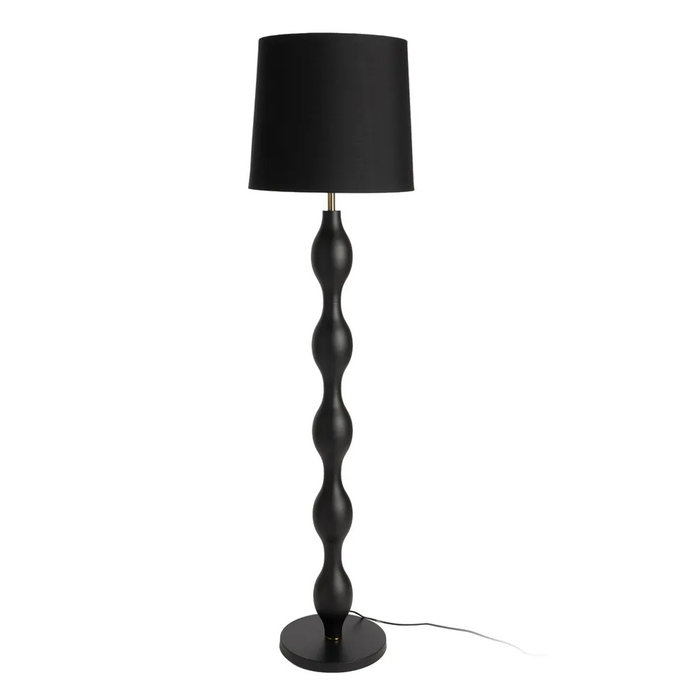 Lámpara de Suelo en Metal Negro y Tulipa de Poliéster 40 x 40 x 155,5 cm 