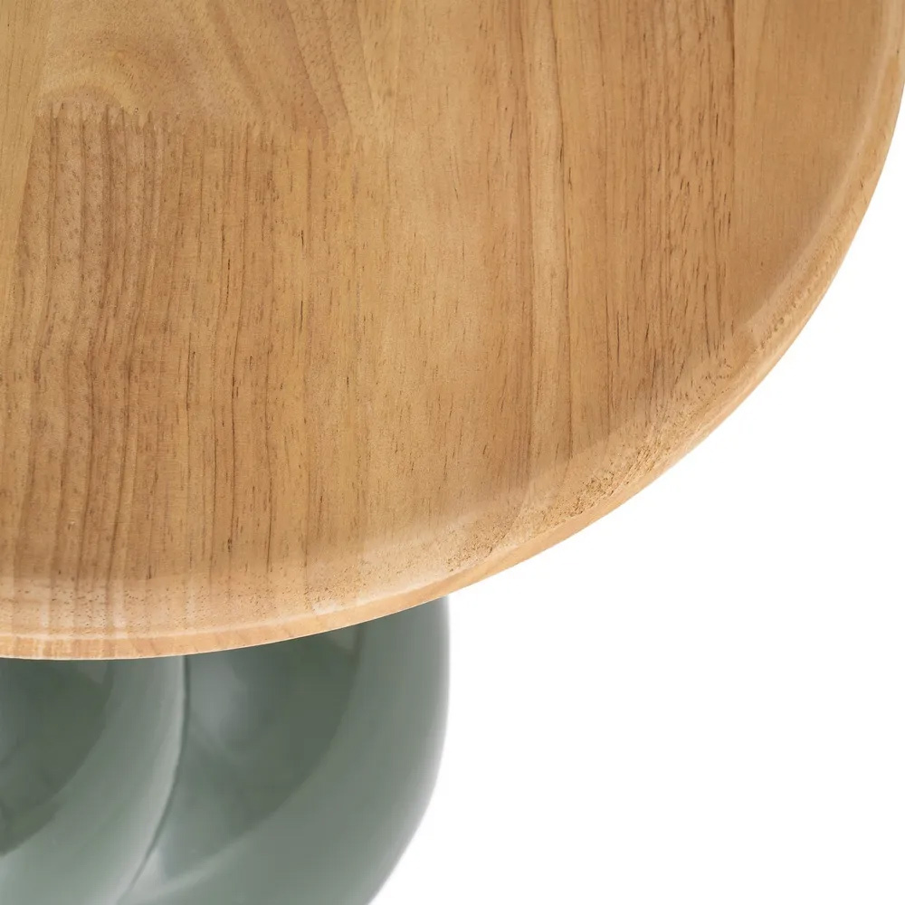 Mesita Auxliar de Metal Verde y Madera 41 x 41 x 46,5 cm 