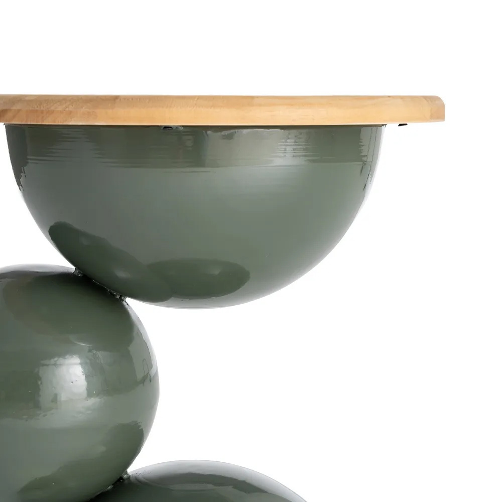 Mesita Auxliar de Metal Verde y Madera 41 x 41 x 46,5 cm 