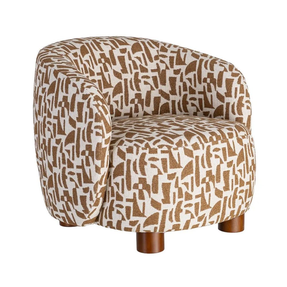 Sillón Estampado Crema Ocre 82 x 73 x 70 cm 