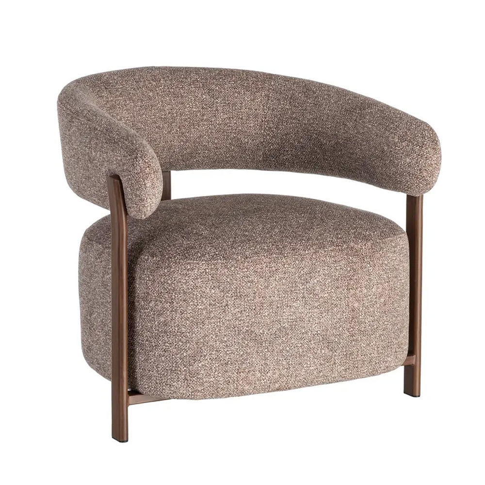 Sillón Patas de Hierro Lacado Marrón y Tejido Poliéster 71,5 x 77 x 70 cm 