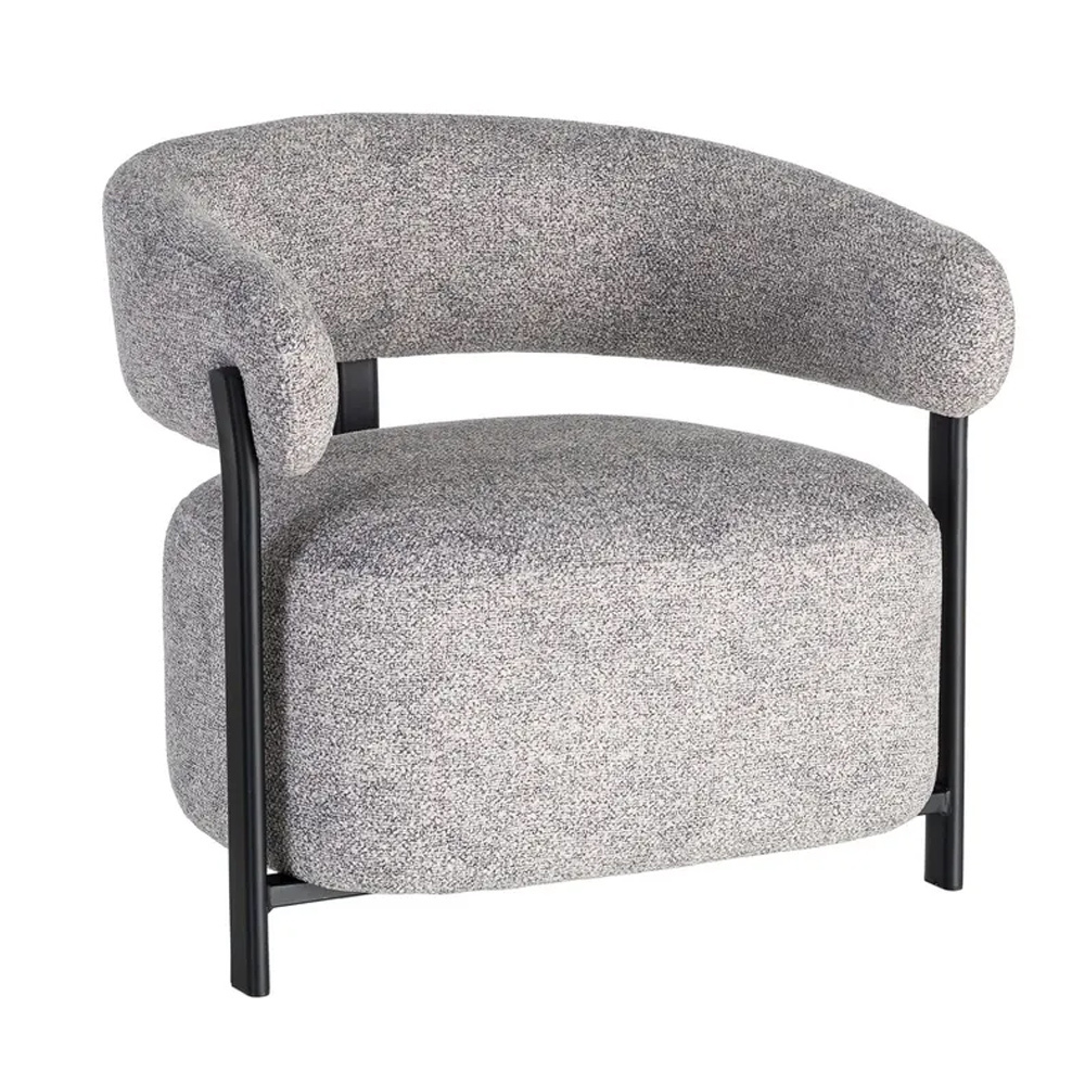 Sillón Patas de Hierro Lacado Negro y Tejido Poliéster 71,5 x 77 x 70 cm