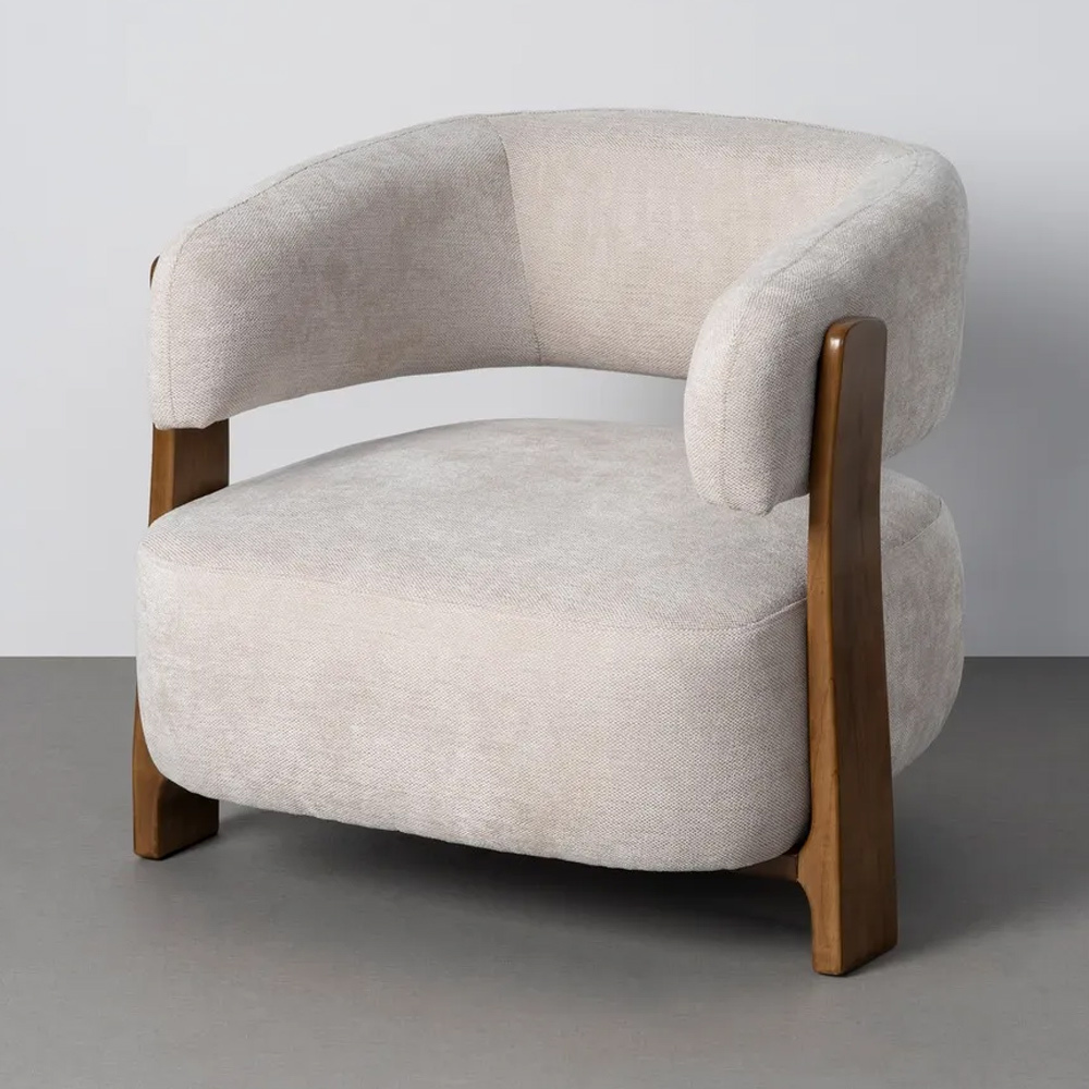 Sillón de Madera de Caucho y Tejido de Poliéster 76,5 x 73 x 69 cm