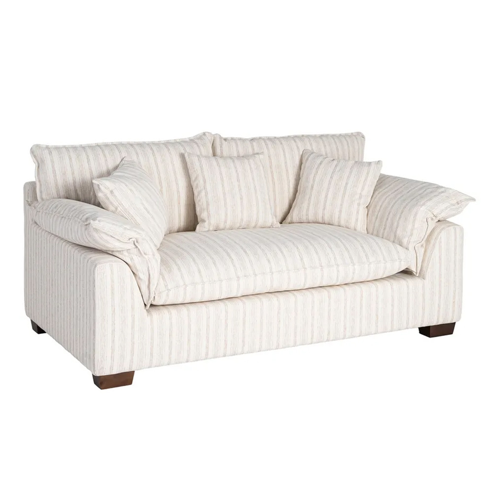 Sofá 2 Plazas Rayas Crema Tejido Poliéster 101 x 178 x 71 cm 