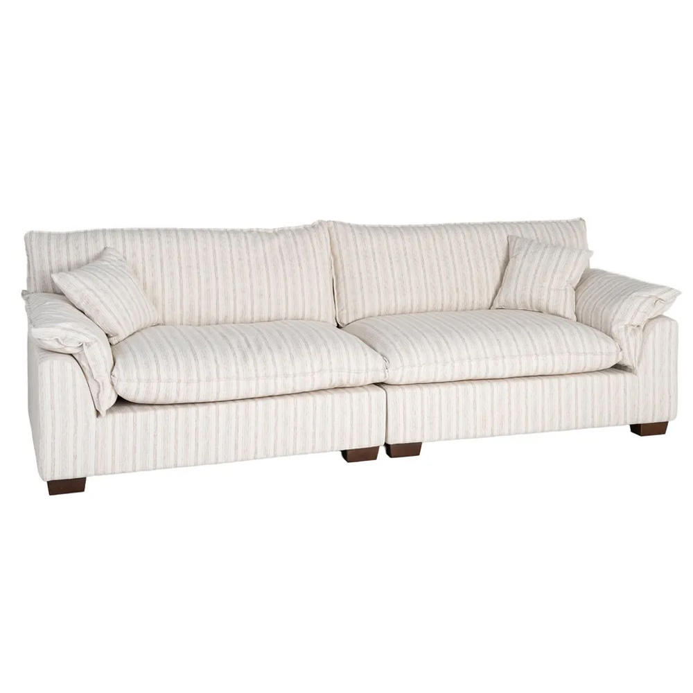 Sofá 4 Plazas Rayas Crema Tejido Poliéster 101 x 282 x 71 cm  