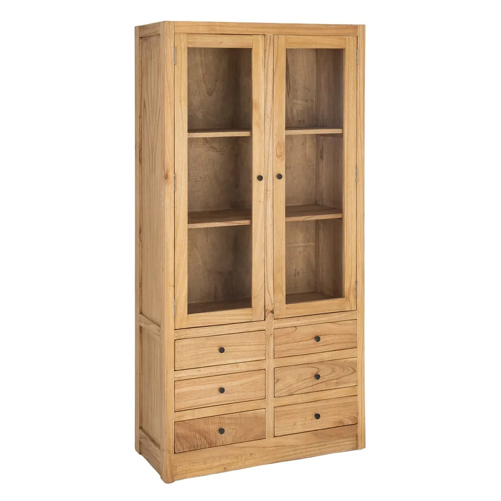 Vitrina de Madera de Mindi Natural 2 Puertas 40 x 90 x 180 cm 