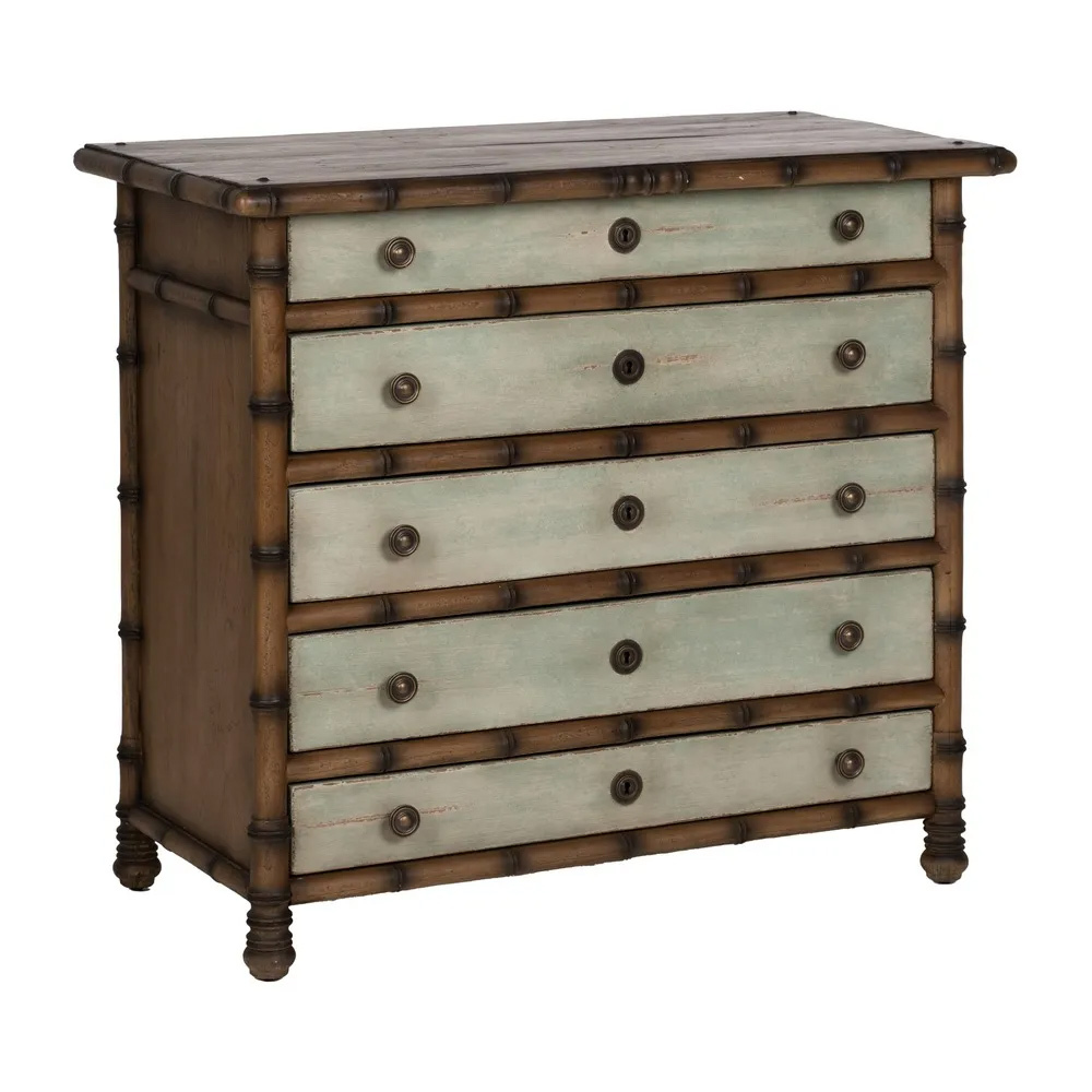 Cómoda de Madera de Mindi 5 Cajones 45 x 95 x 85 cm 