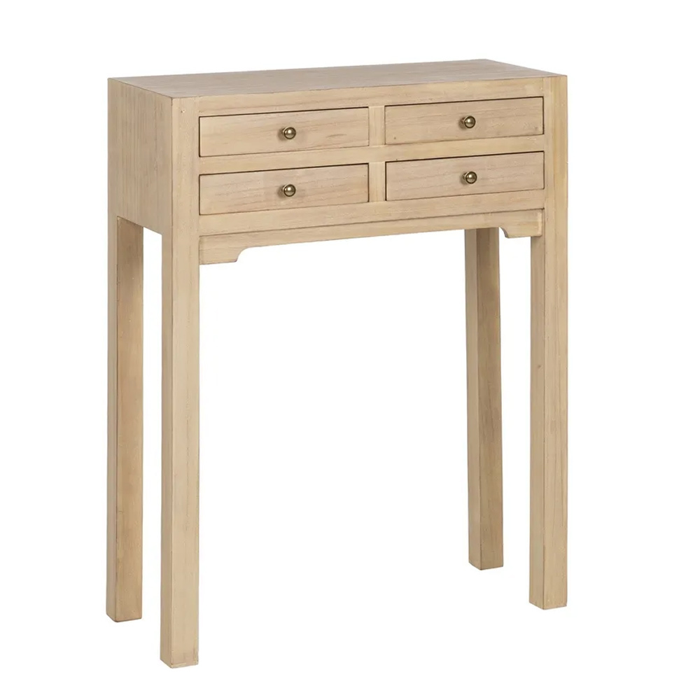Consola de Madera Natural 4 Cajones 26 x 63 x 85 cm 