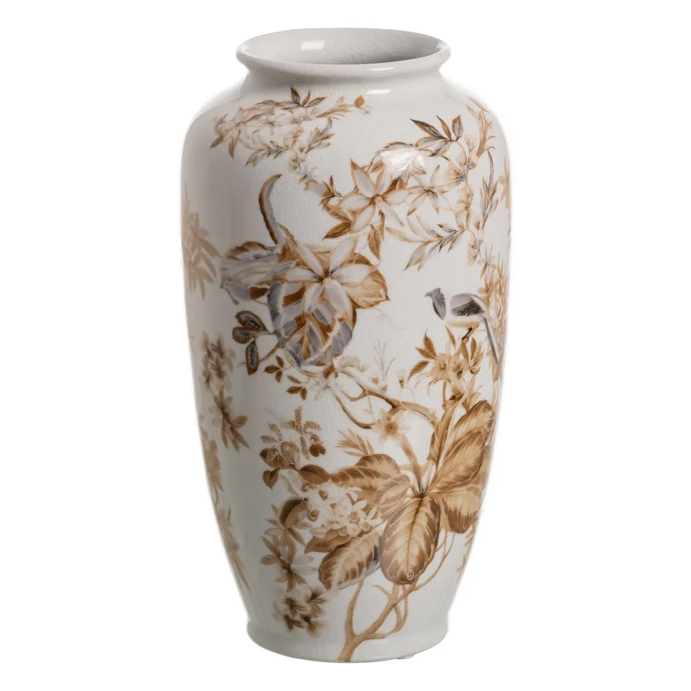 Jarrón de Porcelana Blanco Marrón 23 x 23 x 36 cm 
