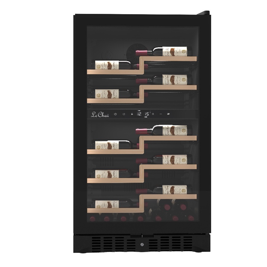 Vinoteca negra encastrable suelo gama alta 56 botellas 2 zonas Le Chai LCT2PRO58 