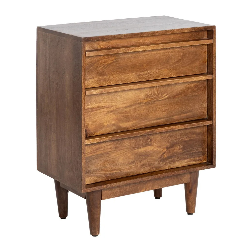 Cómoda de Madera de Mango Marrón 3 Cajones 40 x 70 x 85 cm 