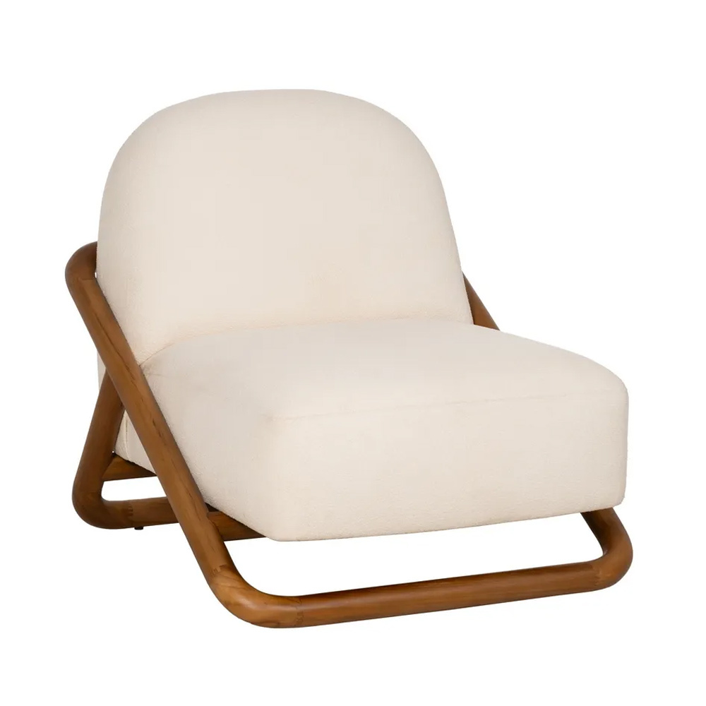 Sillón de Madera de Teka y Tejido de Poliéster 85 x 75 x 79 cm 