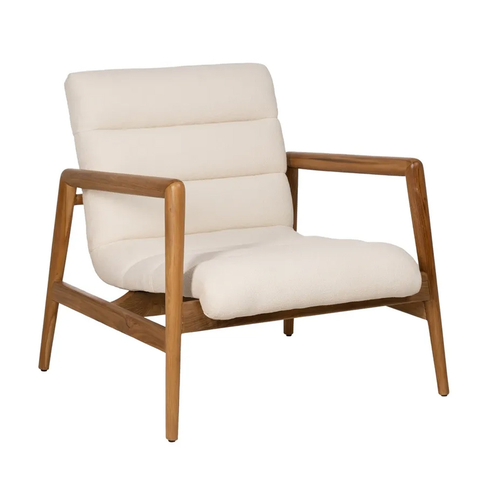 Sillón de Madera de Teka Natural y Tejido de Poliéster 56 x 79 x 76 cm 