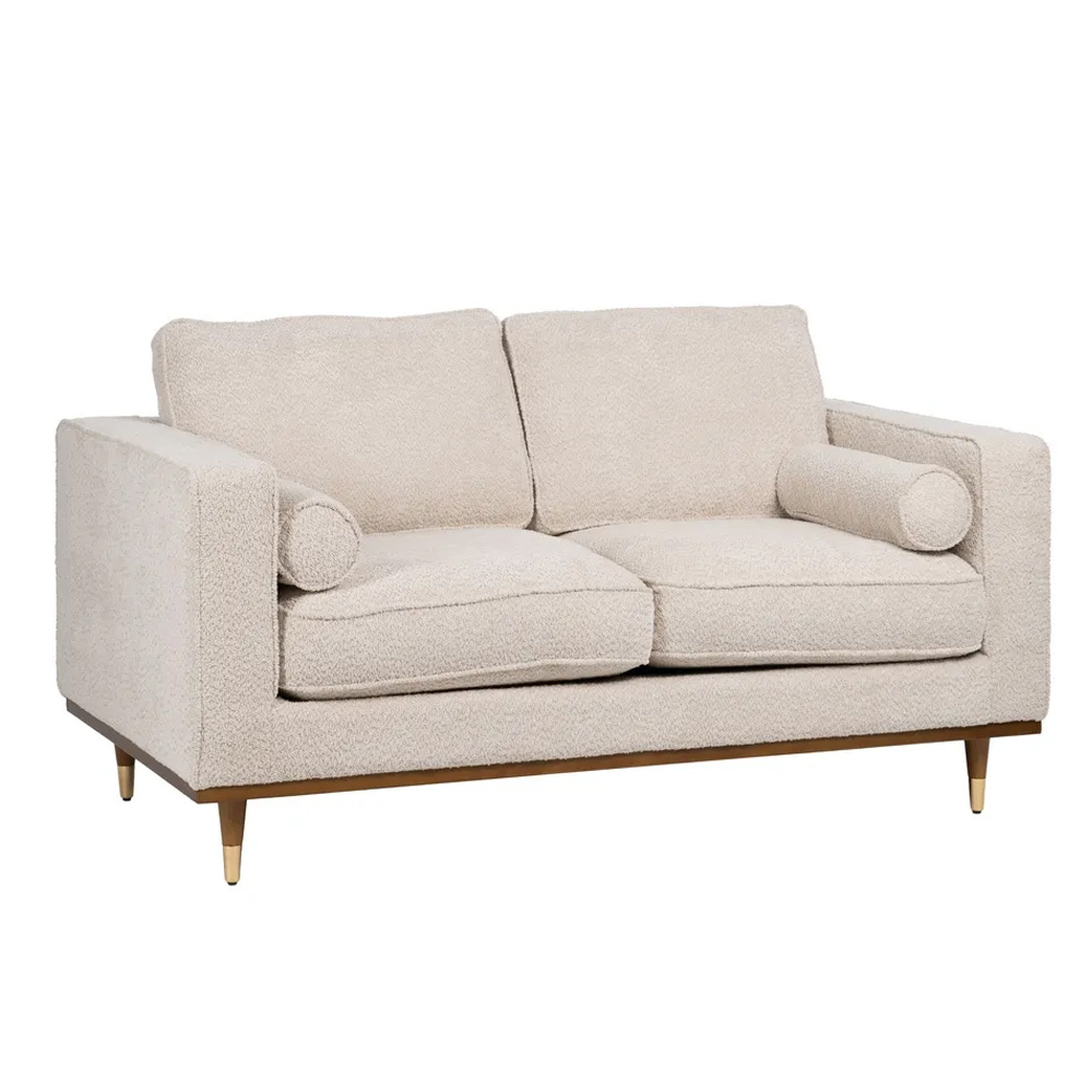Sofá de 2 Plazas de Madera y Tejido de Poliéster Beige 89 x 171 x 83 cm 