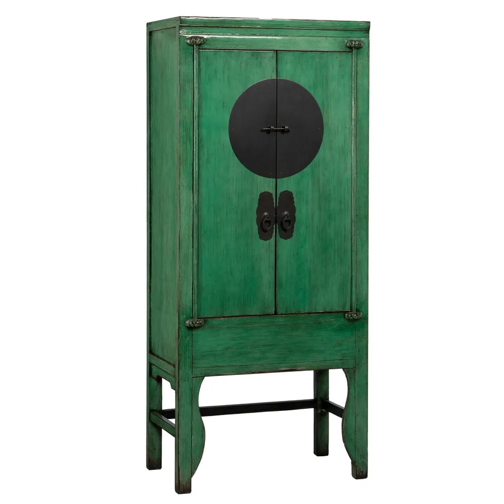 Armario de Madera de Pino Reciclada Verde 2 Puertas 45 x 83,5 x 195 cm 