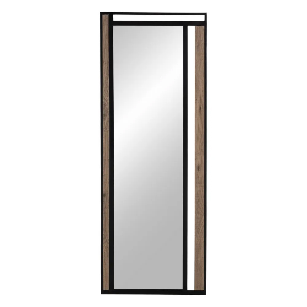 Espejo de Pared Marco de DM Natural Negro 2 x 45 x 100 cm 