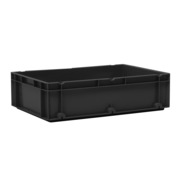Lote de 384 cajas plásticas negras Norma Europa 40 x 60 x 15 cm 