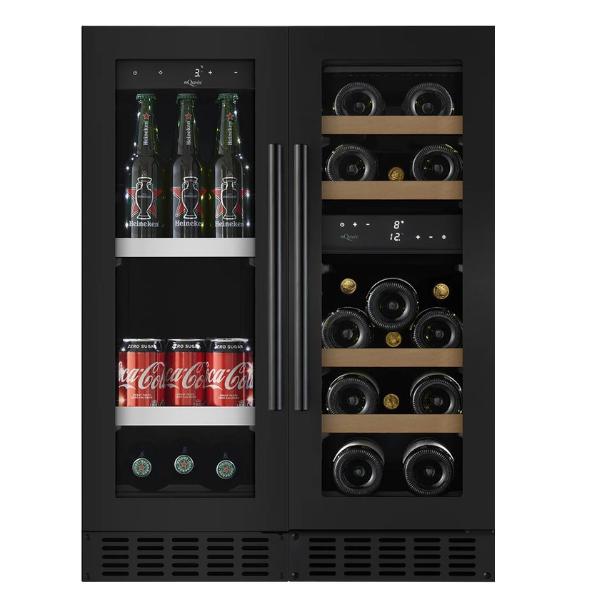 Pack mQuvée Vinoteca + Nevera cerveza - 60 cm ancho - WineCave 700 30D + BeerServer 30 - Negro