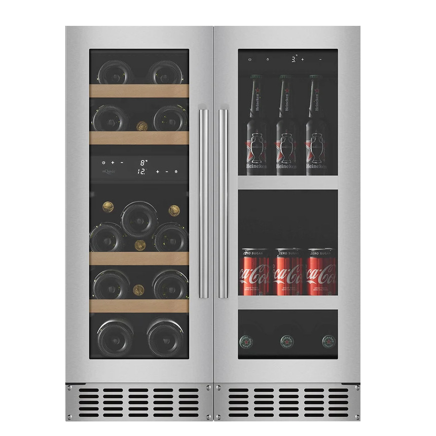 Pack mQuvée Vinoteca + Nevera cerveza - 60 cm ancho - WineCave 700 30D + BeerServer 30 - Acero Inox