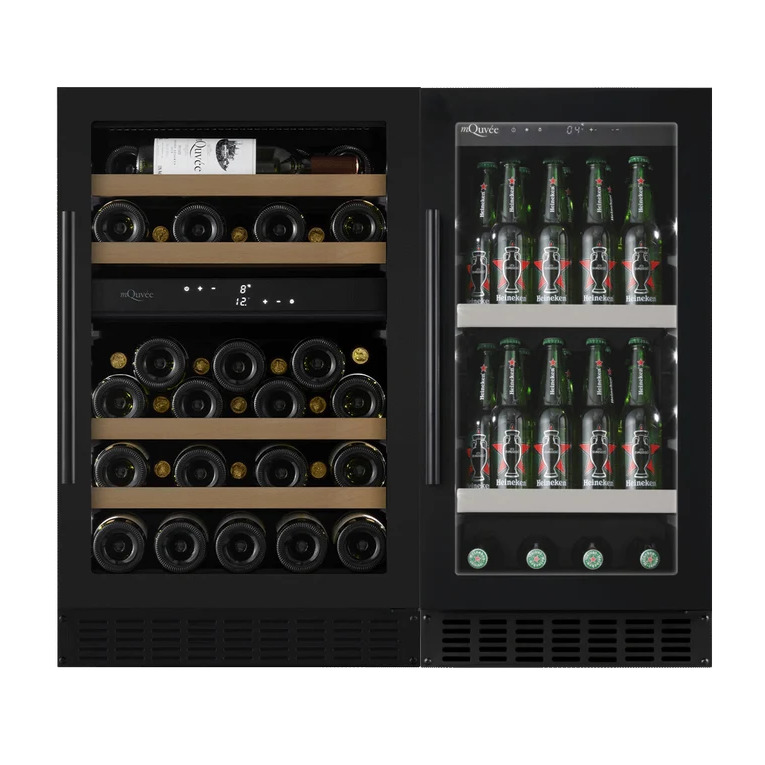 Pack mQuvée Vinoteca + Nevera cerveza - 90 cm ancho - WineCave 700 60D + BeerServer 30 - Negro