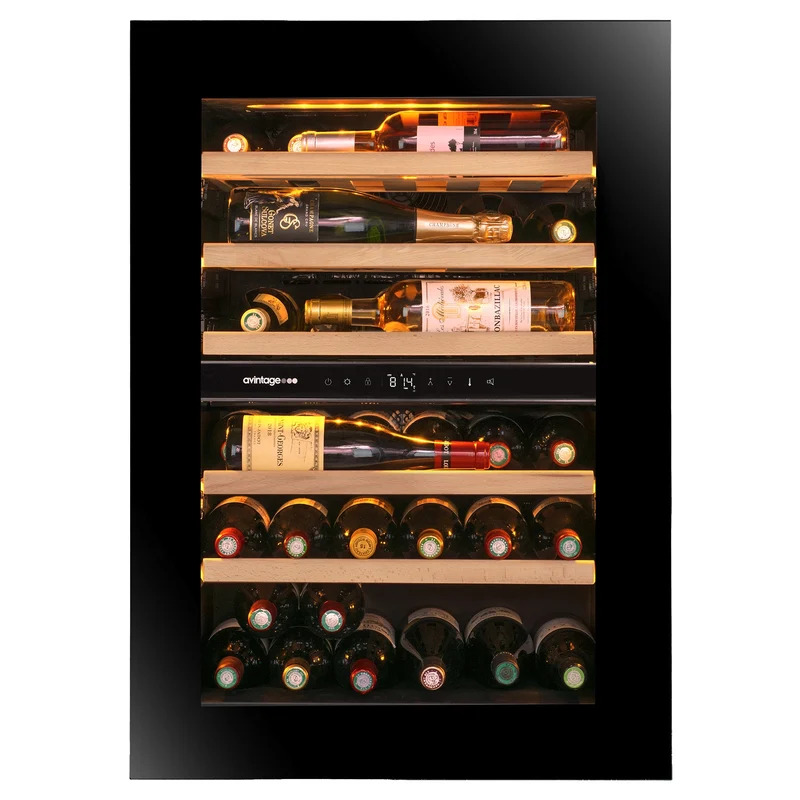 Vinoteca Avintage encastrable bajo encimera AVI78PLATINUM de 35 botellas, doble zona y WiFi