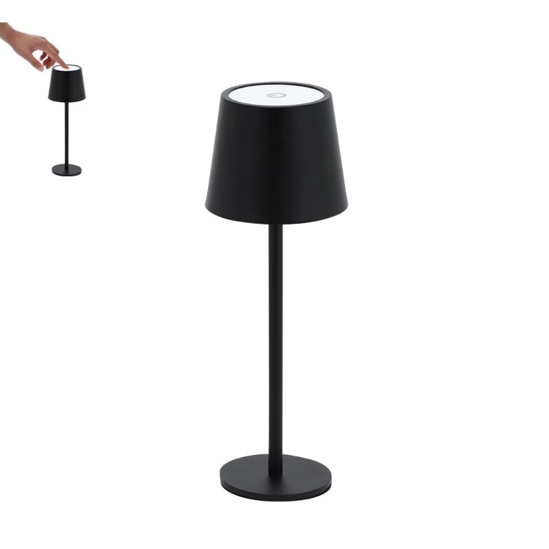 Lampara de mesa LED sin cables recargable y regulable en negro